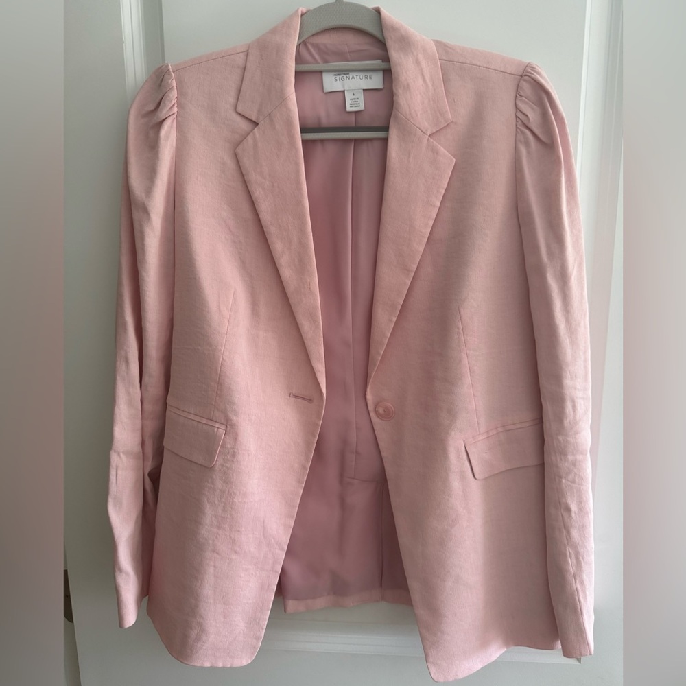 Nordstrom Signature Blush Pink Linen Blend Women's Blazer Size:6